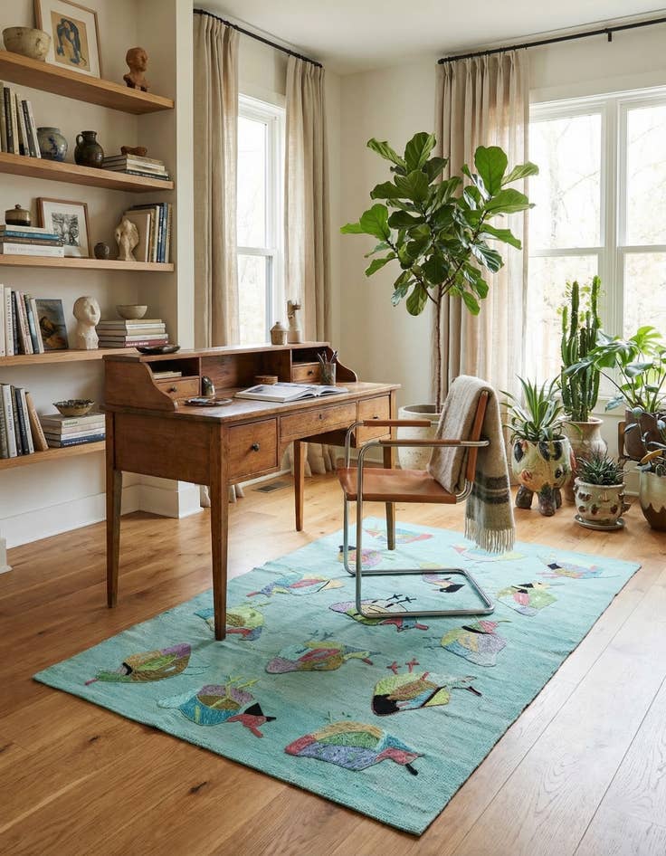 Detail image of 3' 2 x 4' 9  Hand Woven Kilim Suzani Wool Rug