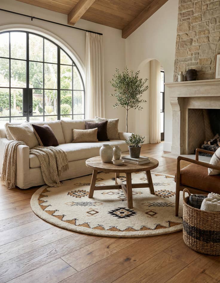 Detail image of 6' 6 x 6' 6  Hand Knotted Moroccan Wool Round Rug