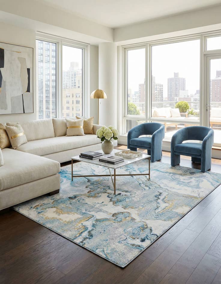 Detail image of  10' x 10'  Washable Modern Indoor / Outdoor Square Rug