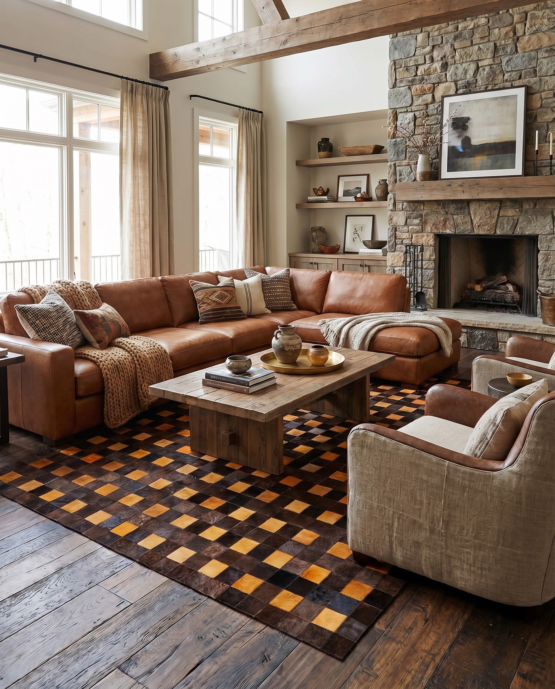 5' 2 x 8' 1 Cowhide - Patchwork Rug