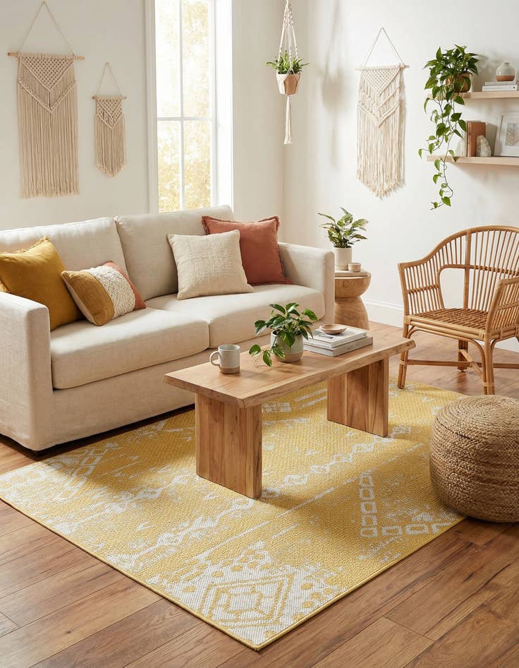 Detail image of  4' x 6'  Washable Bohemian Indoor / Outdoor Rug