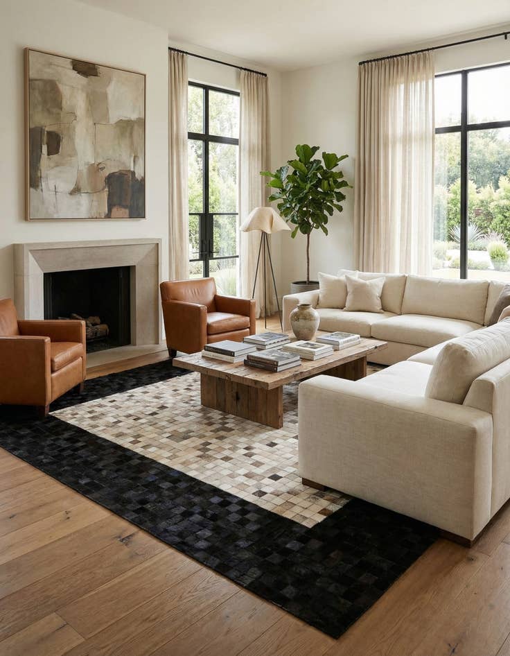 Detail image of  4' 11 x 7' 10 Cowhide - Patchwork Rug