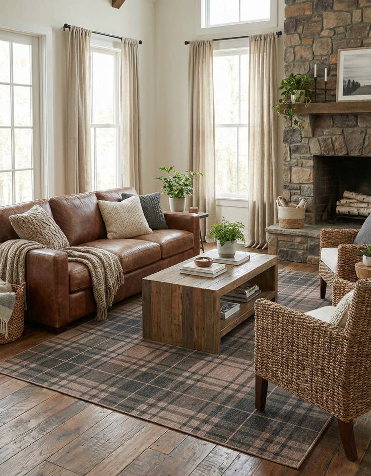 Detail image of 7' 10 x 11'  Washable Checkered Indoor / Outdoor Rug