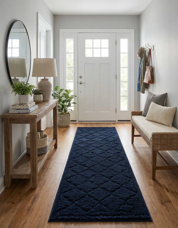 Detail image of  2' 7 x 10' Lattice Shag Runner Rug