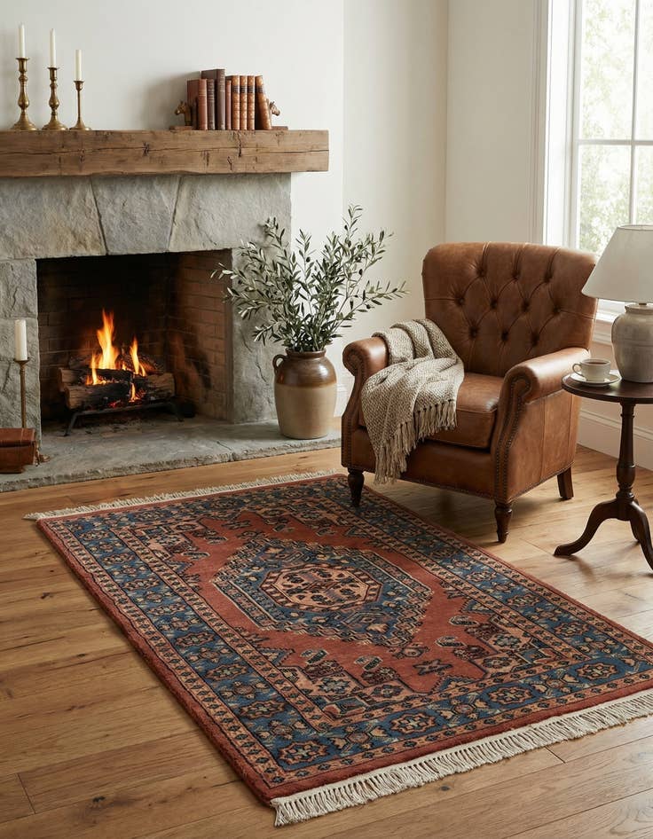 Detail image of  3' 2 x 5' 1  Hand Knotted Bokhara Oriental Wool Rug