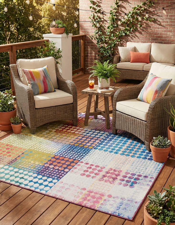 Detail image of 8' x 8'  Washable Modern Indoor / Outdoor Square Rug