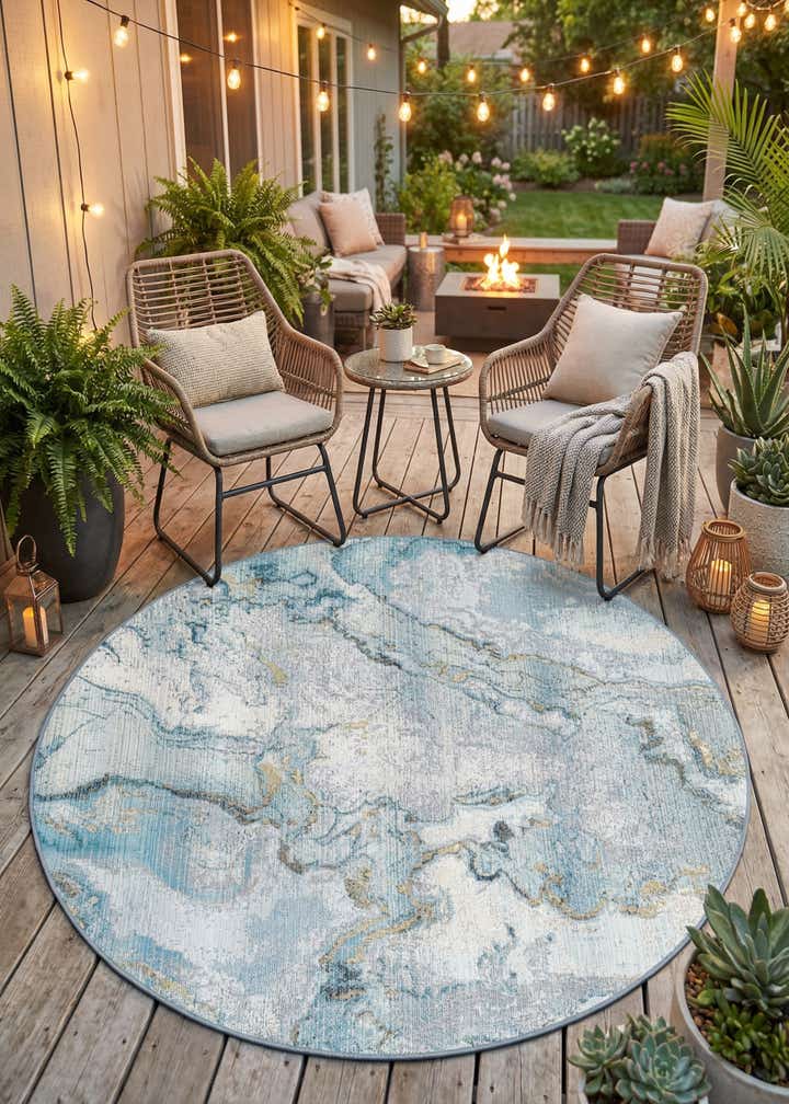 5' 3 x 5' 3 Easy-Clean Modern Indoor / Outdoor Round Rug