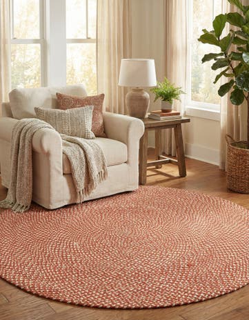 5' 1 x 5' 1 Handmade Tweed Braided Jute Round Rug