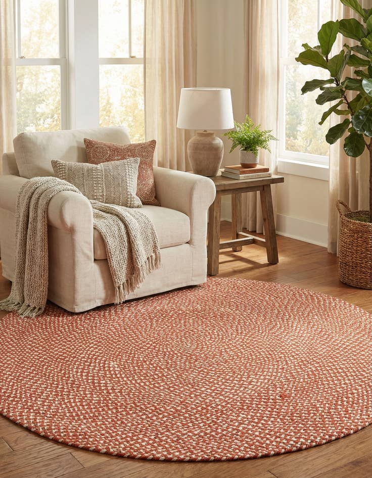 Detail image of  5' 1 x 5' 1  Hand Tweed Braided Jute Round Rug