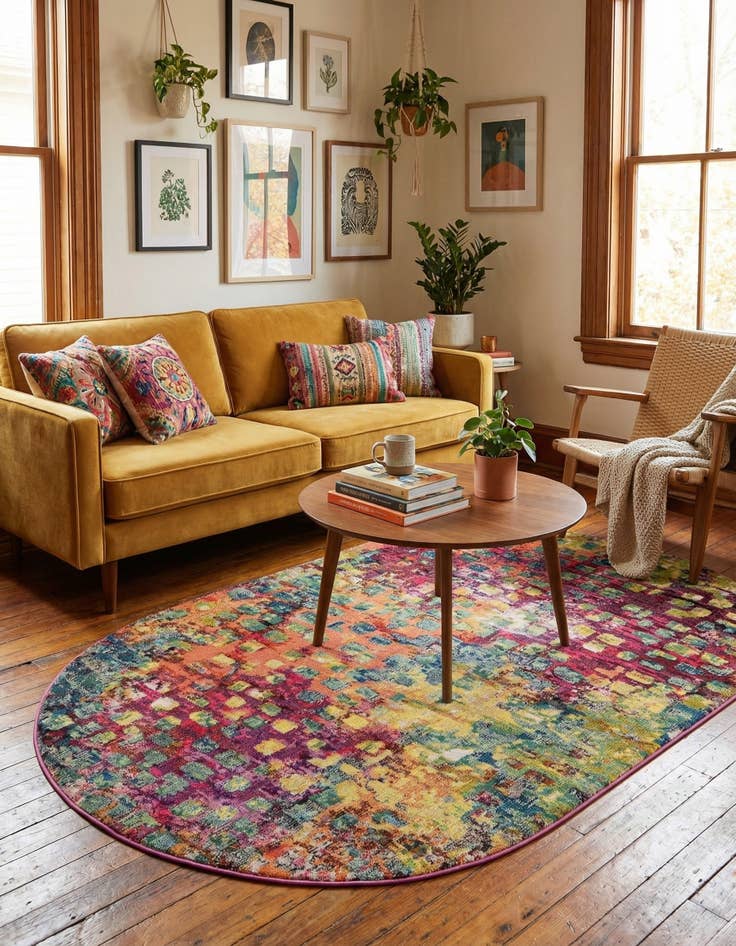 Detail image of 5' x 8'  Washable Barcelona Oval Rug