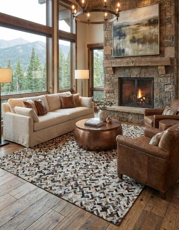 8' 1 x 9' 10 Cowhide Leather Rug