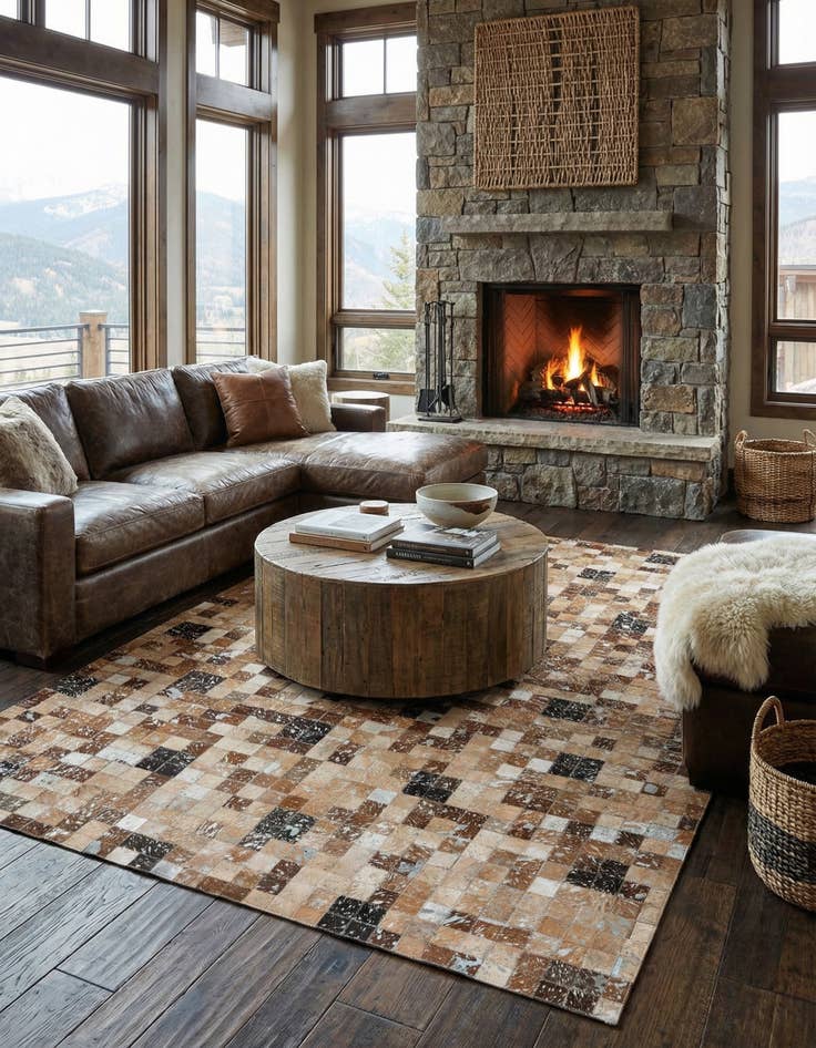 Detail image of 5' 3 x 7' 7 Cowhide Stocks Rug