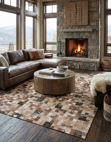 5' 3 x 7' 7 Cowhide Stocks Rug