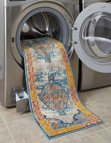 Blue Washable Arte Runner Rug