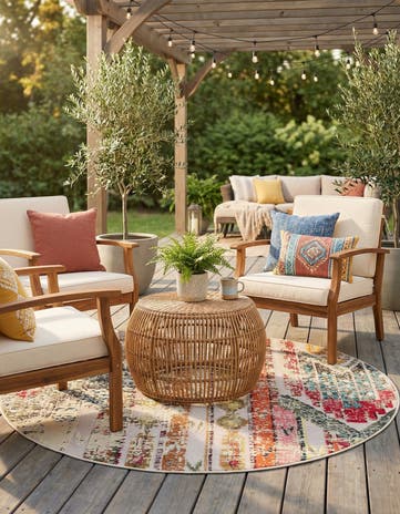 6' x 6' Easy-Clean Casablanca Indoor / Outdoor Round Rug