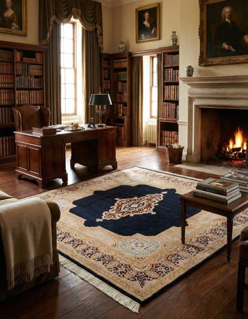 7' 10 x 8' 2 Kerman Wool Square Rug