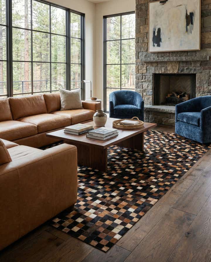 5' x 8' Cowhide Leather Rug