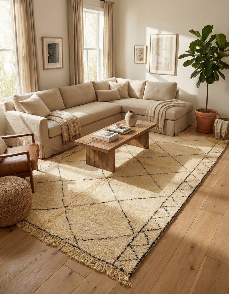 Detail image of 6' 7 x 10' 2  Hand Knotted Moroccan Wool Rug