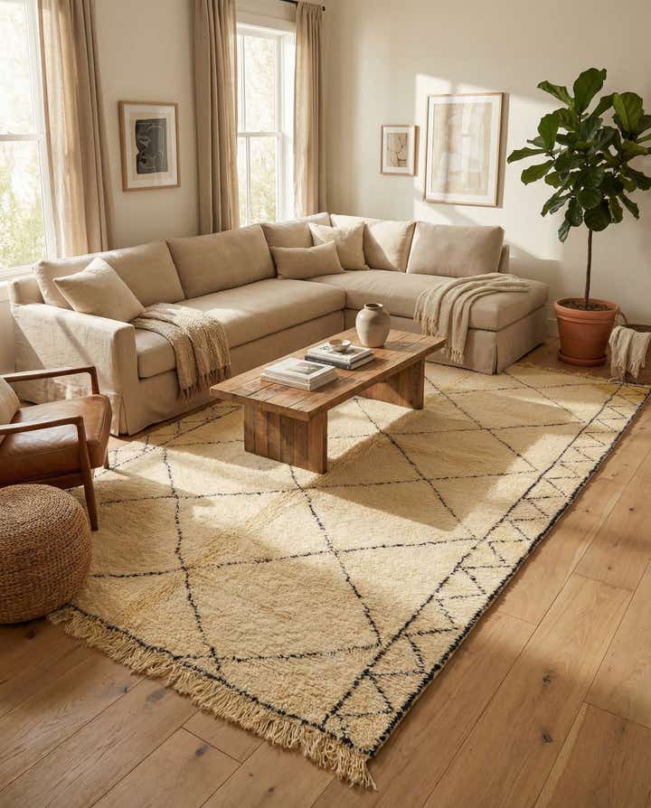 6' 7 x 10' 2 Hand Knotted Moroccan Wool Rug