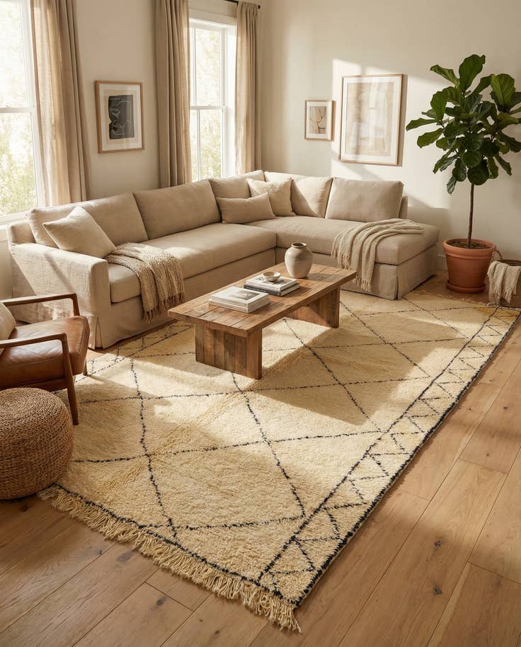 Detail image of 6' 7 x 10' 2 Hand Knotted Moroccan Wool Rug