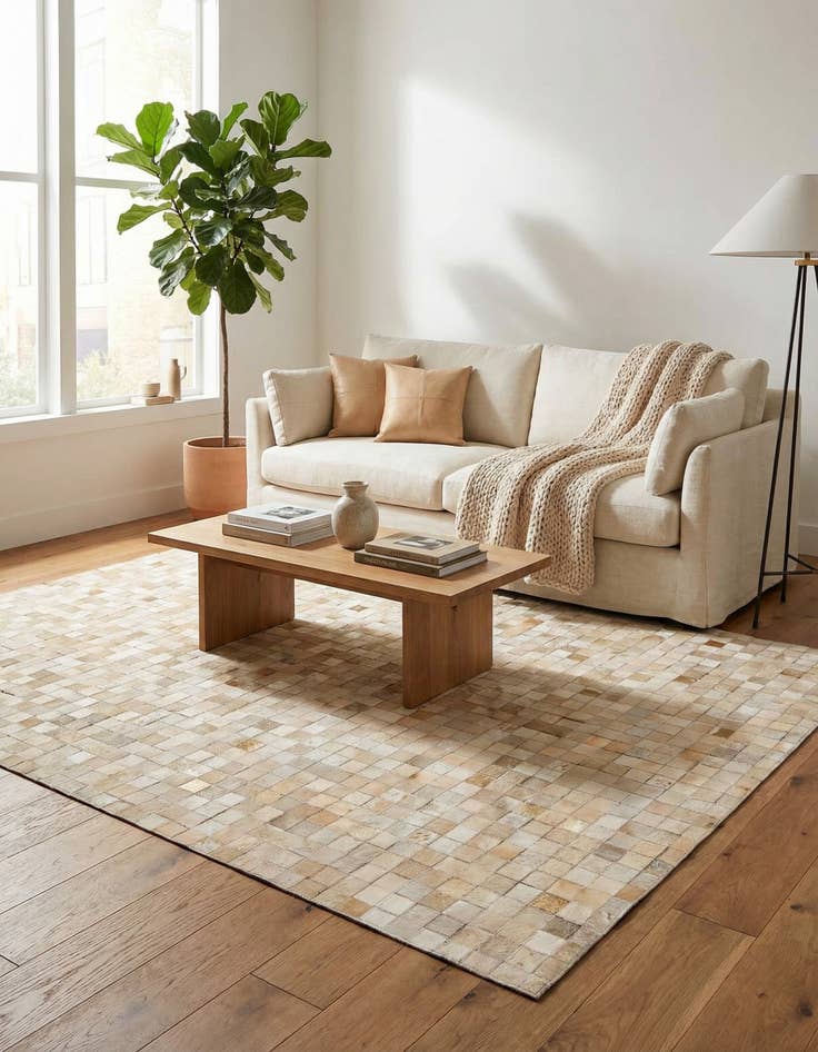 Detail image of 4' 1 x 5' 7 Cowhide Stocks Rug