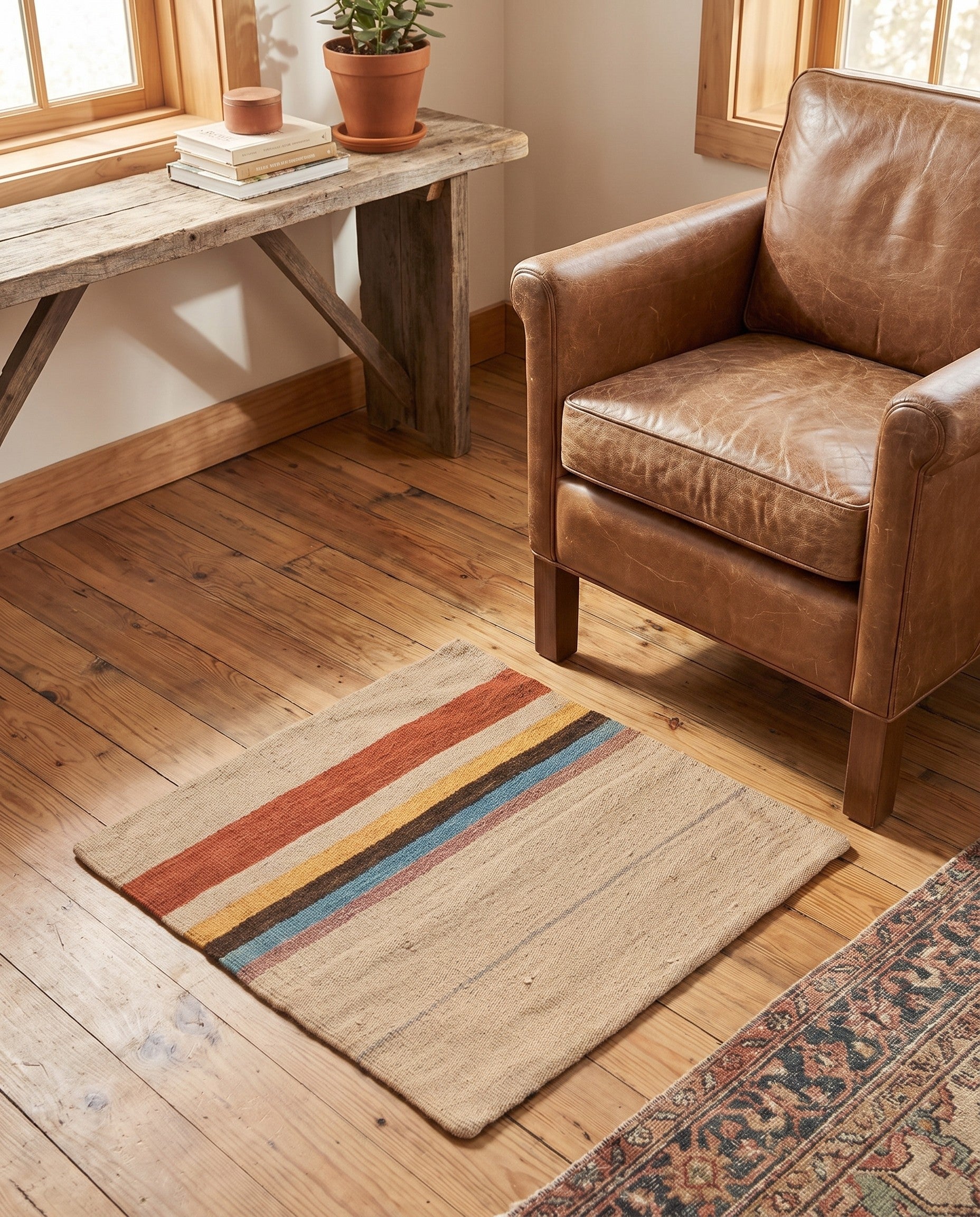 1' 7 x 1' 7 Hand Woven Pillow Wool Square Rug