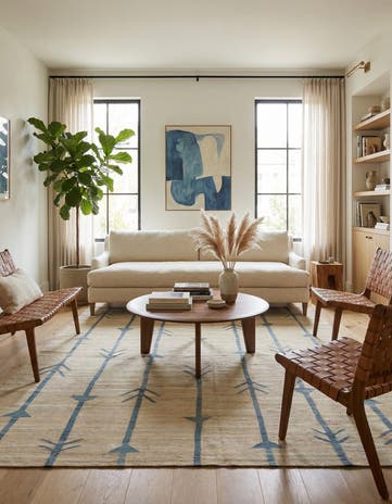 6' 9 x 9' 5 Hand Woven Kilim Modern Wool Rug
