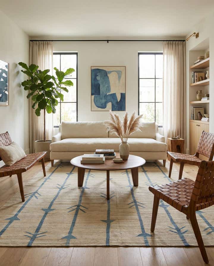 6' 9 x 9' 5 Hand Woven Kilim Modern Wool Rug