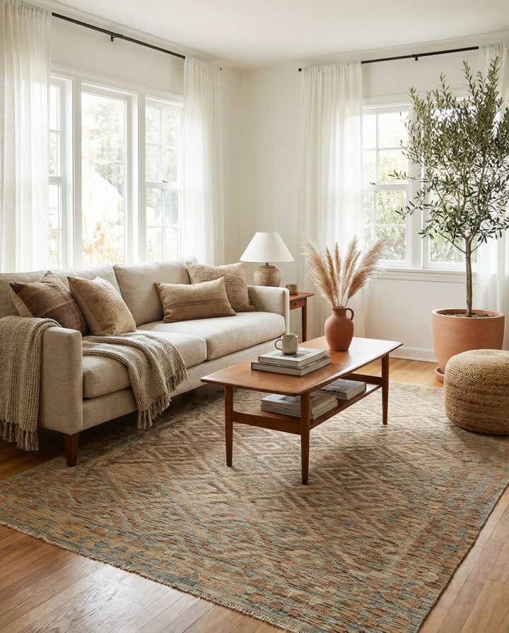 5' 7 x 7' 9 Hand Woven Kilim Modern Wool Rug