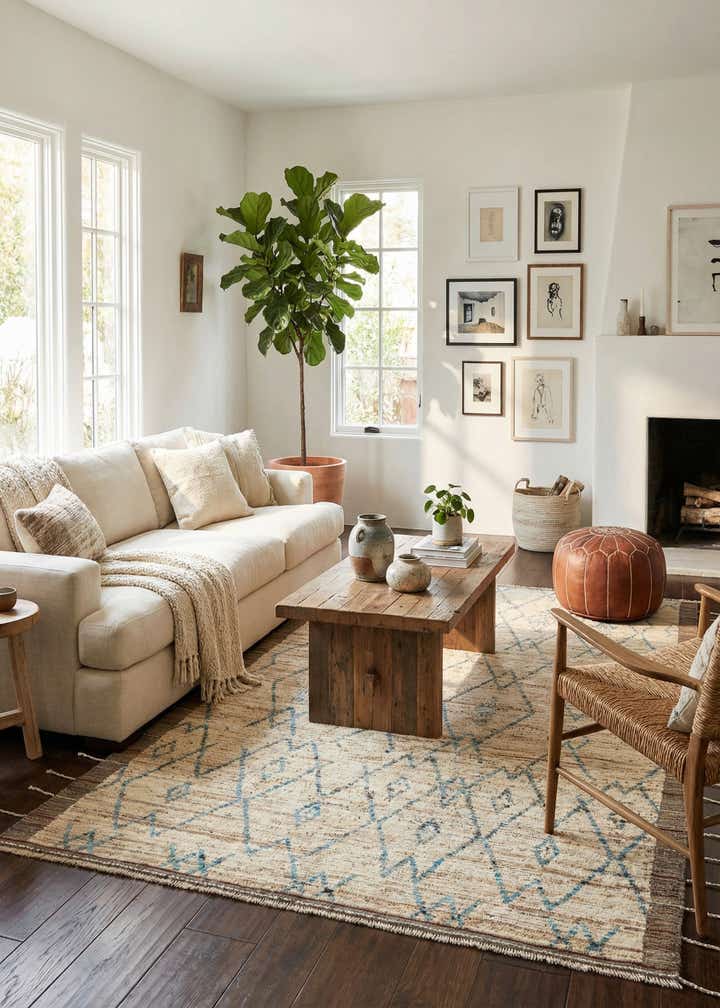 6' 4 x 8' 10 Hand Knotted Moroccan Wool Rug