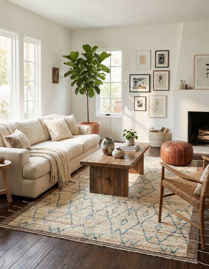 Detail image of 6' 4 x 8' 10 Hand Knotted Moroccan Wool Rug