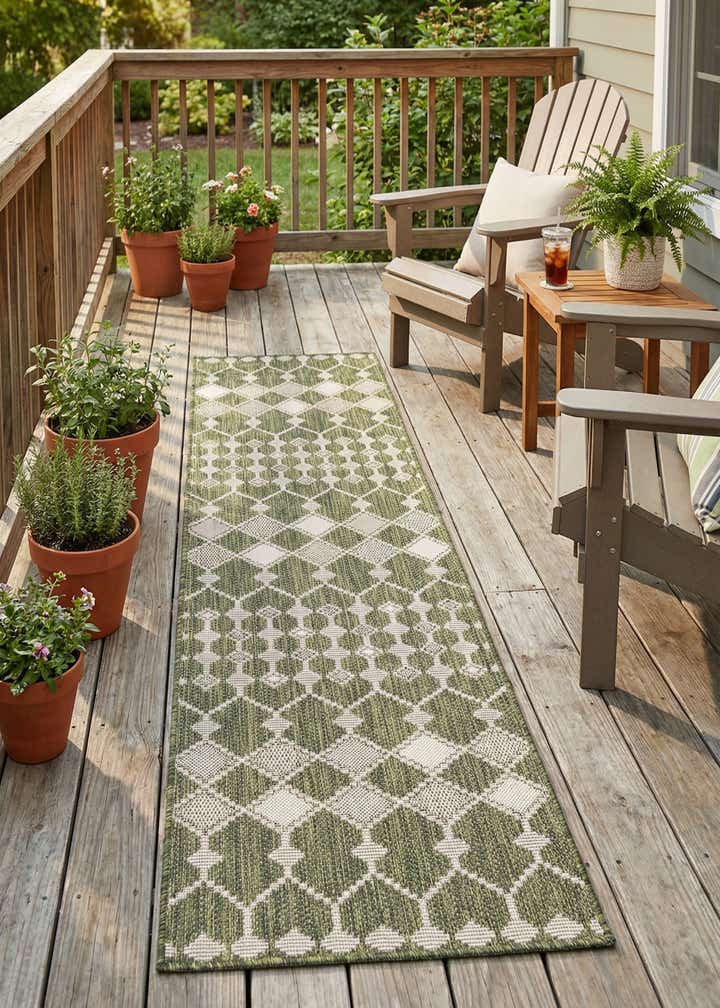 2' x 8' Easy-Clean Trellis Indoor / Outdoor Runner Rug