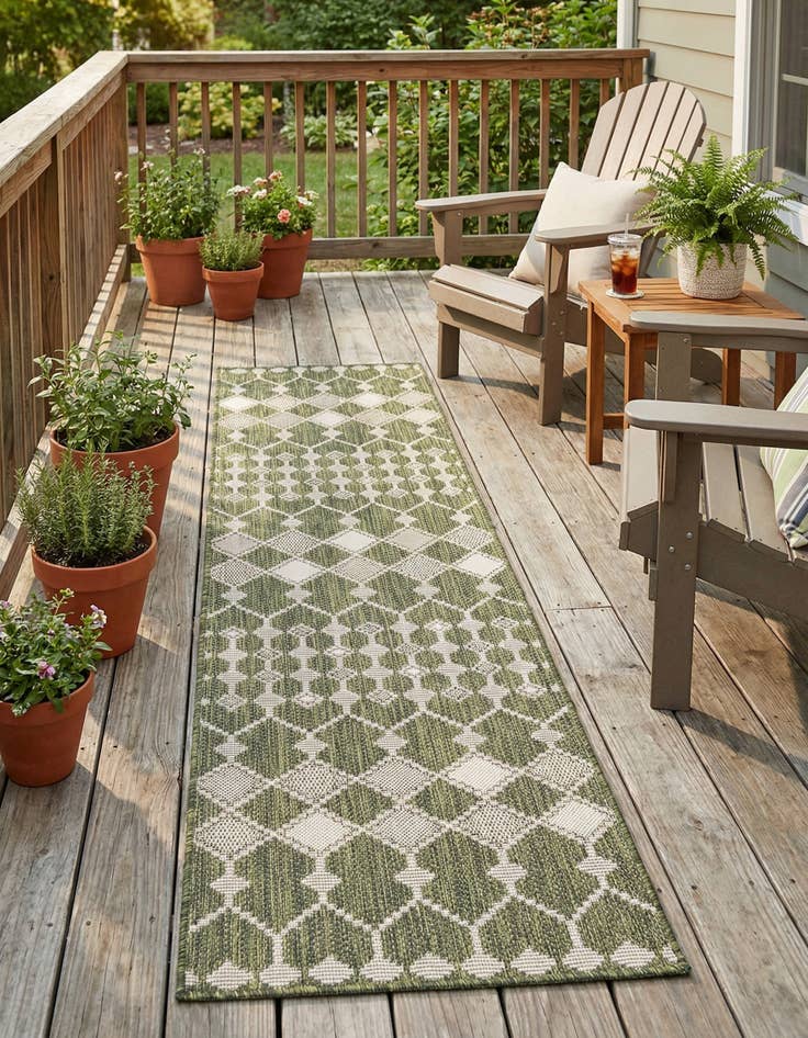 Detail image of 2' x 8'  Washable Trellis Indoor / Outdoor Runner Rug