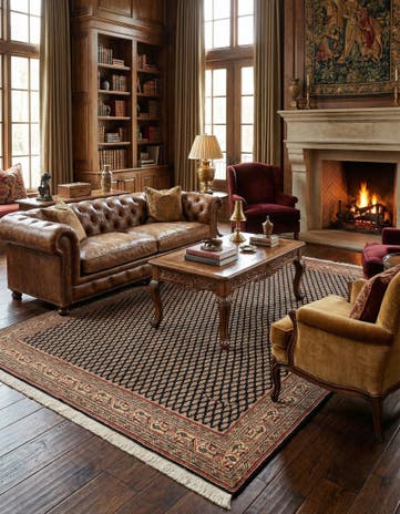 4' 6 x 6' 6 Hand Knotted Mir Oriental Wool Rug