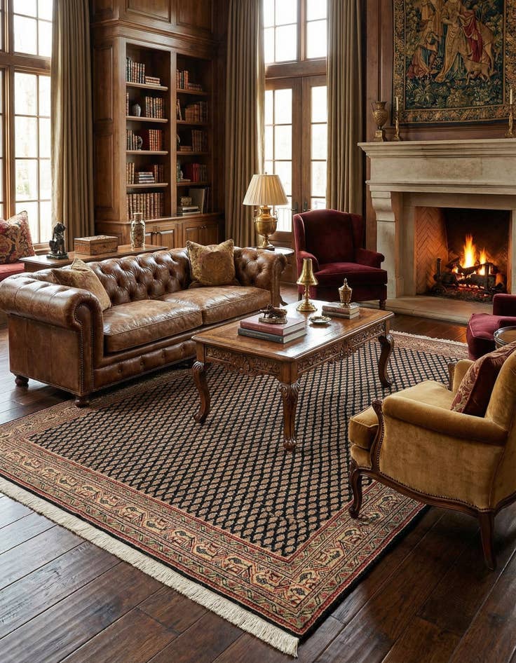 Detail image of 4' 6 x 6' 6  Hand Knotted Mir Oriental Wool Rug