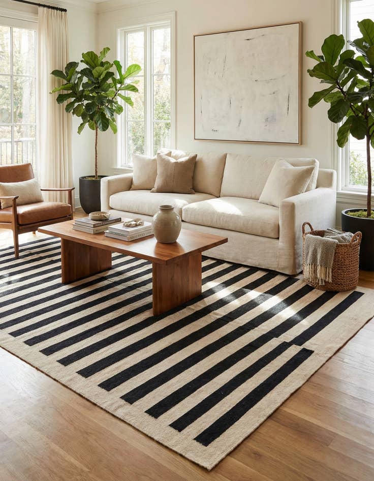 Detail image of 6' 10 x 9' 9  Hand Woven Kilim Modern Wool Rug