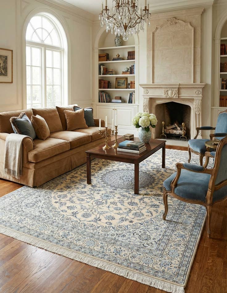Detail image of 6' 8 x 10' 6 Hand Knotted Nain Rug