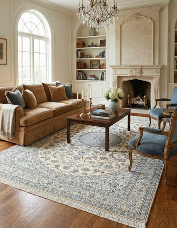 6' 8 x 10' 6 Hand Knotted Nain Rug