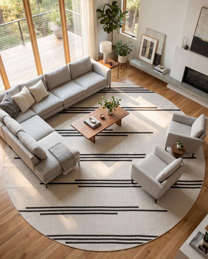 13' x 13' Easy-Clean Modern Indoor / Outdoor Round Rug