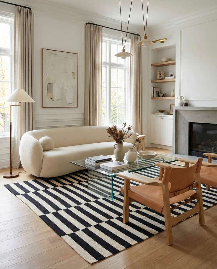 5' 7 x 7' 9 Hand Woven Kilim Modern Wool Rug