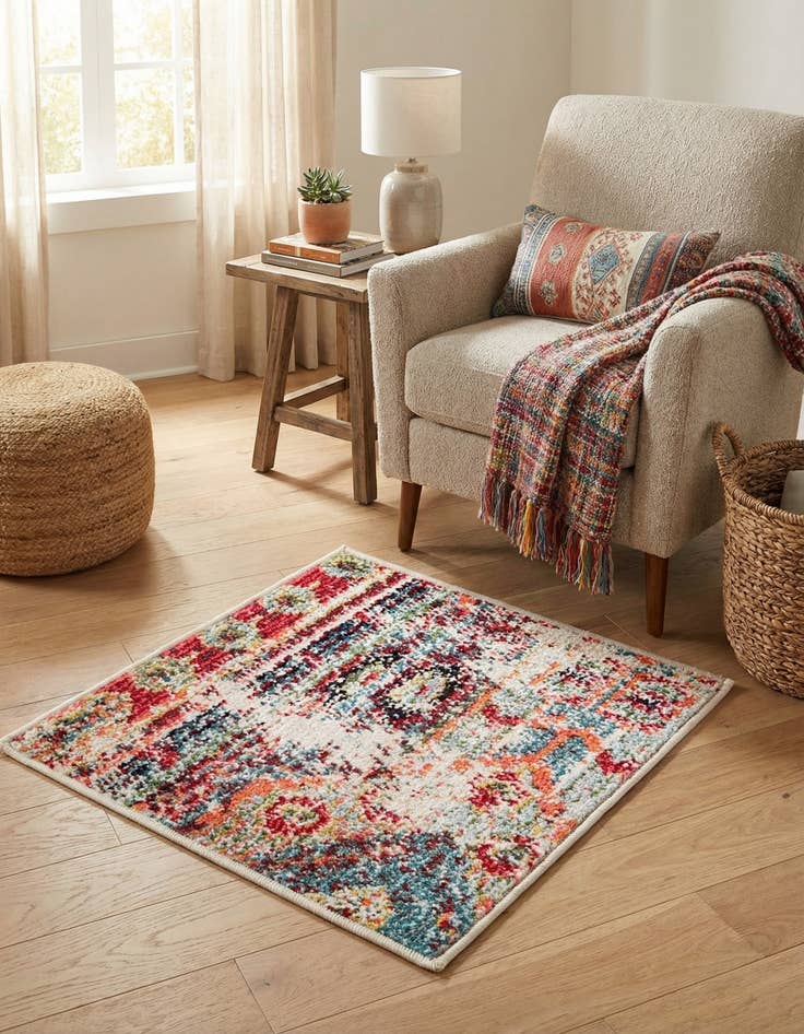 Detail image of 1' 4 x 1' 4  Washable Santa Fe Sample Rug