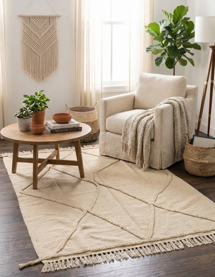 Detail image of 3' 6 x 4' 11  Hand Knotted Moroccan Wool Rug