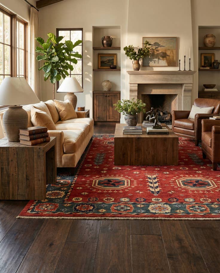 Detail image of 6' 8 x 9' 7 Hand Knotted Kazak Wool Rug