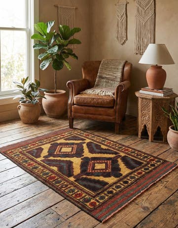 3' x 4' Hand Knotted Sumak Wool Rug