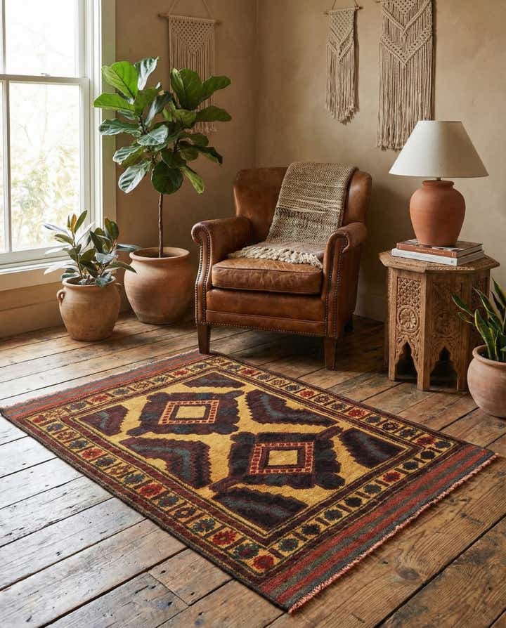 3' x 4' Hand Knotted Sumak Wool Rug