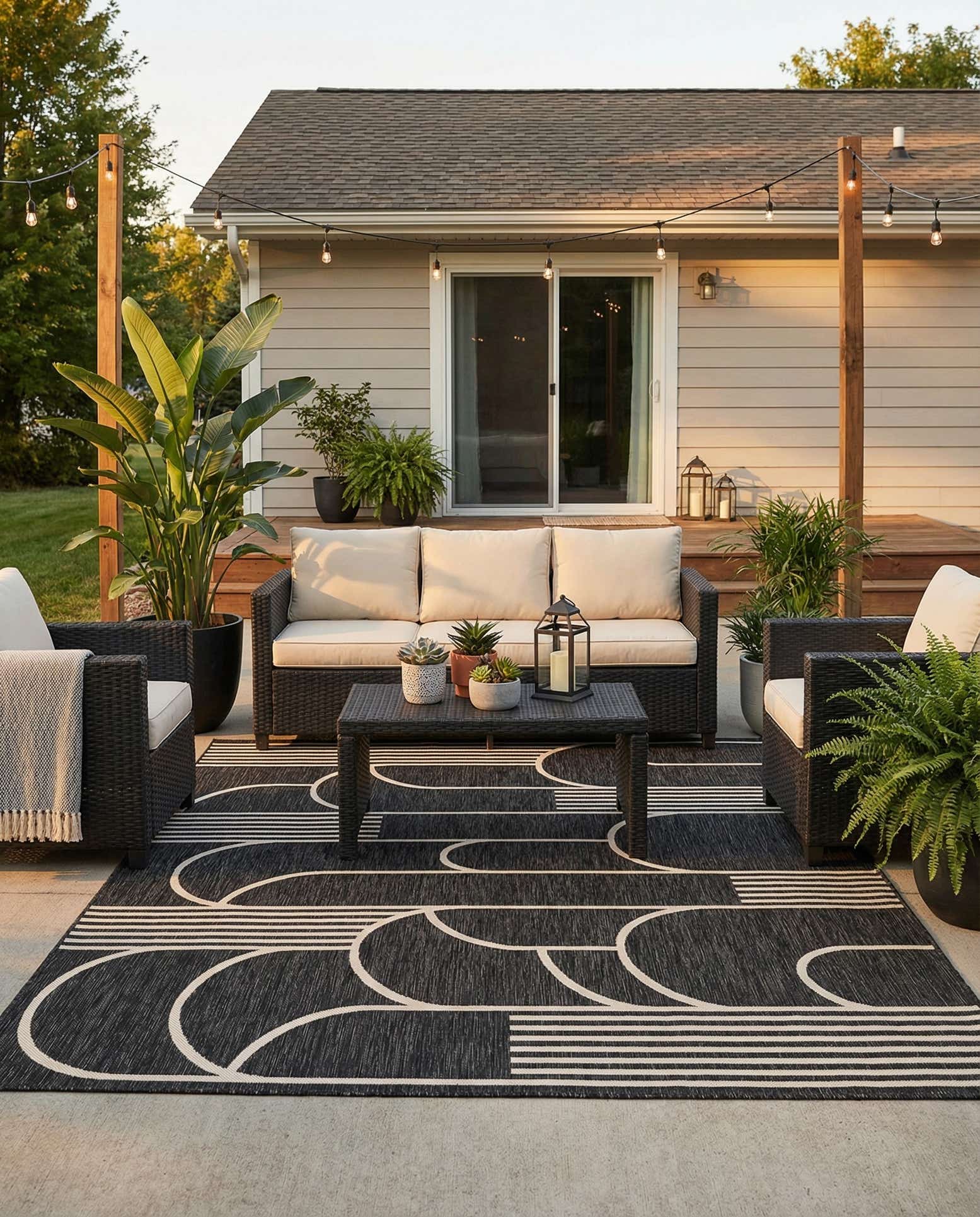 7' 10 x 10' Easy-Clean Modern Indoor / Outdoor Rug