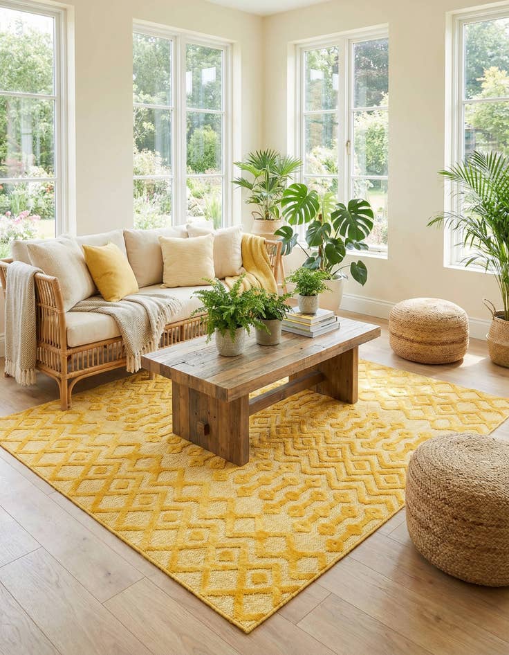 Detail image of 7' 10 x 7' 10 Easy-Clean Trellis Textured Indoor / Outdoor Square Rug