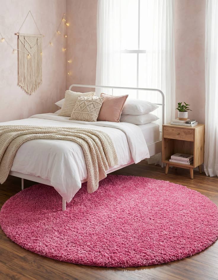 Detail image of  5' 3 x 8' Solid Shag Oval Rug