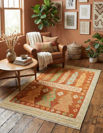 3' 3 x 5' Hand Woven Kilim Waziri Wool Rug