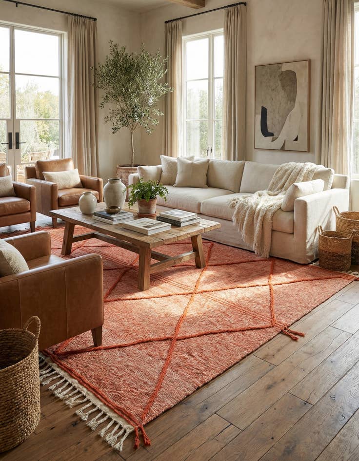 Detail image of 6' 5 x 10' 2  Hand Knotted Moroccan Wool Rug